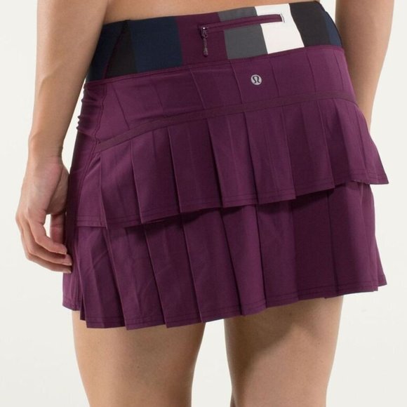 Lululemon Run Pace Setter Skirt Plum Women 10 Lined Pocket‎ Luxtreme Swift - Picture 10 of 15